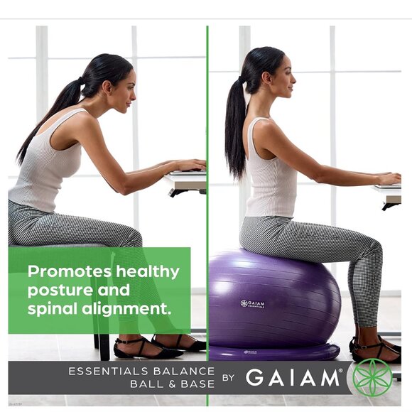 Gaiam Essentials Balance Ball & Base Kit, 65cm Yoga Ball Chair in Navy - Picture 3 of 3